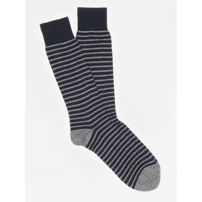 J.McLaughlin Men's Horizontal Stripe Socks Navy/Heather Gray | Cotton/Nylon/Spandex