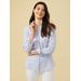 J.McLaughlin Women's Britt Linen Shirt in Stripe Denim/White, Size XL | Linen/Denim