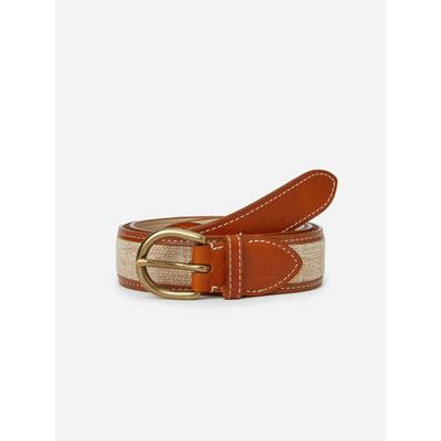J.McLaughlin Men's Leopold Linen Belt Natural, Size 38 | Cotton/Linen/Leather