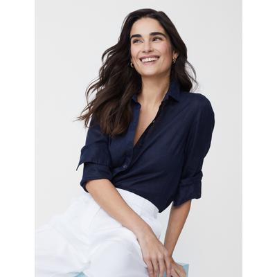 J.McLaughlin Women's Britt Linen Shirt Navy, Size XS