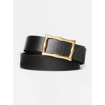 J.McLaughlin Women's Lina Reversible Leather Belt Black/Cork, Size Large
