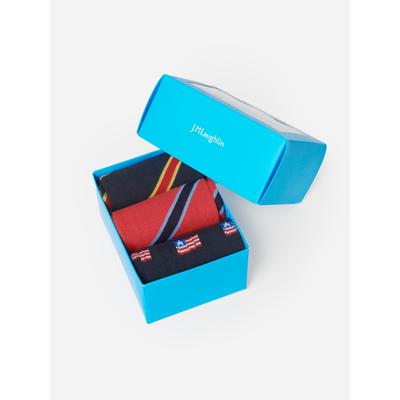 J.McLaughlin Men's Sock Box Set Of 3 in American Flag Navy/Red | Cotton/Nylon