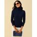 J.McLaughlin Women's Herst Cashmere Turtleneck Top Classic Navy, Size Large