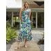 J.McLaughlin Women's Miramar Linen Dress in Floral Reef Navy, Size XS | Cotton/Linen