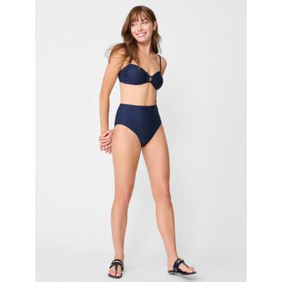 J.McLaughlin Women's Wailea Bikini Bottom in Ocean Wave Jacquard Navy, Size Large | Nylon
