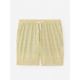 J.McLaughlin Men's Bruce 7" Swim Trunks in Local Catch Yellow/Off White, Size Medium | Spandex