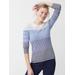 J.McLaughlin Women's Poet Sweater in Stripe Blue/Gray, Size XL | Cotton/Spandex