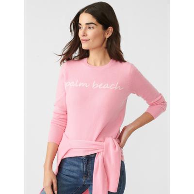 J.McLaughlin Women's Shield Cashmere Sweater in Palm Beach Pink/White, Size Small
