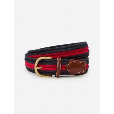 J.McLaughlin Men's Ray Belt in Stripe Navy/Red, Size 34 | Cotton