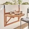Tavolino in legno per balcone, semirotondo, pieghevole, regolabile in altezza - Legno