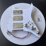 HHH Prewired Guitar Strat Pickguard Set with Silent Switch Kill Swith Alnico 5 Humbucker Pickups Coil Splitting Switch Multi Switch Harnesses for Fender ST Electric Guitar Replacement Parts