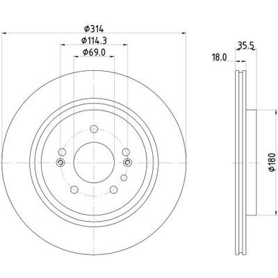 HELLA Bremsscheibe hinten rechts links innenbelüftet 314mm für HYUNDAI 58411S1500 58411S1700 8DD 355 135-221 Image