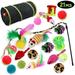 Tripumer 21Pcs Cat Toys Kitten Toy Set Tunnel Interactive Cat Toys Black Yellow Kitten Tunnel Leopard Print Teasing Stick Fluffy Mouse For Cats Puppies Rabbits