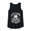 Damen Just A Girl Who Loves Cats And Ice Skating Outfit für Damen und Kinder Tank Top