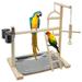 Bird Parrot Wooden Playstand Play Stand Cockatiel Playground Wood Perch Gym Playpen Ladder with Feeder Cups Toys