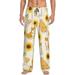 Daiia Men S Shiba Inu Dog And Sunflower Pants Bottoms Sleep Lounge Pajama Pants Pj Bottoms Drawstring And Pockets-Small
