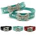 Dog Collar Bling Crystal Bow leather Pet Collar Puppy Choker Cat Necklace S M L