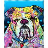 Dawhud Direct Colorful Bulldog Fleece Blanket for Bed 50 x 60 Dean Russo Bulldog Fleece Throw Blanket for Women Men and Kids Super Soft Plush Dog Blanket Throw Plush Blanket for Dog Lovers