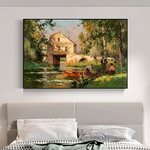 Handgefertigte Kopie der Werke des berühmten Malers Edouard Cortés, Landschaft mit Pferd und Kutsche, dekoratives Gemälde, Leinwand, Wandkunst, Wohnzimmer, Schlafzimmer, Gemälde Image