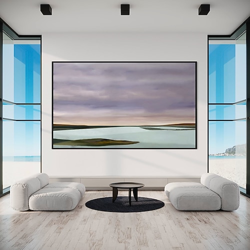 Landschaftsmalerei, handgemalt, Seekunst, Berglandschaft, Ölgemälde, Vintage-Wandkunst, See-Kunstwerk, antikes Ölgemälde, Lake George, Adirondacks, Wanddekoration Image