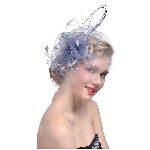 Fascinators Kentucky Derby Hut Kopfbedeckung Organza Fedora Hut Zylinder Schleier Hut Pferderennen Cocktail eleganter Vintage mit Federschleifen Kopfbedeckung Kopfbedeckung Image