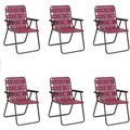 Gymax Set of 6 Patio Folding Web Chair Set Portable Beach Camping Chair Red