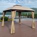 BTMWAY Canopy Tents for Outside 10x10 Outdoor Gazebo Canopy Metal Frame Canopy Tents for Outside with Curtains Double Layer Top Waterproof Outdoor Party Tent for Lawn Garden Backyard Khaki R3272
