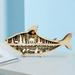 Creative Marine Animals Wooden Decor Sculptures Hanging Nautical DIY Carved Wood Fish Ornament for Desk Shelf Living Room Beach Decoration style A