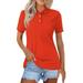 Kddylitq Golf Polo Shirts for Women Summer Quick Dry Short Sleeve Button Down Shirt Lightweight Dressy Casual Work Tops 2024 Saffron XL