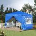 120 Outdoor Canopy Tent Modern Pop Up Gazebo Canopy with Removable Sidewall 2 Sidewall 2 Sidewall 4 Sand Bag Carry Bag Portable Party Canopy Tent Gazebo for Wedding Picnics Camping Blue