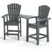 Tall Cooler Chair Set of 2 with Double Attached Tray Outdoor Gazebo Barstools for Outdoor Patio Lawn Pool Backyard Bar Bar stoolï¼ŒWeather Resistant Gray