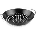 High Quality Round Grill Wok with Handle for Big Green Egg Veggie Basket BBQ Accessory Barbecue(1 Pack)