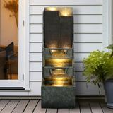 39.3â€�Water Fountain Outdoor Modern Floor-Standing Fountain Indoor with LED Lights and Pump Waterfall Fountain for Garden House Office Garden Patio and Home Art DÃ©cor