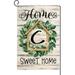 Monogram Letter S Garden Flag 12.5 x 18 Inch Vertical Double Sided Floral Home Sweet Home Flag for Yard Spring Summer Burlap Family Last Name Initial Outside Decoration