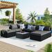 Furvclv 8-Pieces Patio Furniture Set Sectional Couch With 2 Ottomans Coffee Table Corner Sofa 4 Single Sofa Anti Slip Feet Waterproof Sofa For Garden Porch Backyard