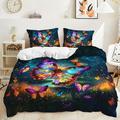 Butterfly Bedding Set Butterfly Duvet Cover Set Twin Full Queen King Size Blue Purple Butterflies Printed Comforter Cover Set for Girls Kids Teens 1 Quilt Cover 2 Pillowcases 3 Piece