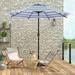 Abble Outdoor 9ft Patio Umbrella with Crank and Tilt - Blue and Gray