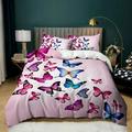 Butterfly Bedding Set Butterfly Duvet Cover Set Twin Full Queen King Size Blue Purple Butterflies Printed Comforter Cover Set for Girls Kids Teens 1 Quilt Cover 2 Pillowcases 3 Piece