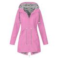 Teissuly Plus Size Raincoat Women Long Hooded Trench Lined Windbreaker Travel Jacket Outdoor Hooded Jackets