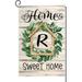 Monogram Letter S Garden Flag 12.5 x 18 Inch Vertical Double Sided Floral Home Sweet Home Flag for Yard Spring Summer Burlap Family Last Name Initial Outside Decoration