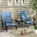 YYAo 2 Pieces Lounge Outdoor Patio Beach Yard Garden Chair Lounge Chairs With Tea Table Blue