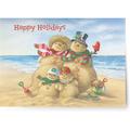 Red Farm Studio - Boxed Christmas Cards Nautical/Coastal Design; Festive Snowman Family Beach Sand Sculpture