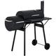 Charcoal Grills Portable Charcoal Grill with 2 Wheels Side Fire Box Small BBQ Oven Offset Smoker for 8-12 People Outdoor Patio Backyard Camping Picnics