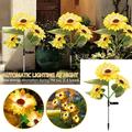 Stiwee 2024 New Type Lamp Outdoor Solar Sunflower Lights Solar Powered Sunflower Lights With 3 Sunflower Heads LED Solar Lights For Patio Garden Decor