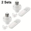 1/2 Sets RF 433Mhz Wireless Remote Control Lamp Holder Remote Timer Switch Lamp Socket E26/E27 Universal Long Distance No Wiring Required Remote Control Incandescent Socket Remote Switch