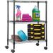 3-Tier Adjustable Metal Storage Rack with Wheels Mesh Shelving Unit Heavy Duty Storage Shelving Unit Black