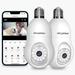 Open Box LAVIEW 4MP Bulb Security Camera 2.4GHz 360Â° 2K Security Cameras 2 Pack- WHITE