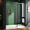 Shower Door 60 in W x 72 in Frameless Bypass Sliding Shower Door Glass Shower Door 5/16 (8 mm) Tempered Glass with Explosion-Proof Film Bath Sliding Door Stainless Steel Matte Black