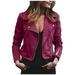 Stamzod Womens Luxury Clothing Cropped Suede Leather Motorcycle Jackets Comfortable Stylish Zipper Short Jackets Coats Wine XL