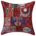 Stylo Culture Indian Cotton Home Decor Throw Pillow Sham Cover Red 18x18 Bohemian Vintage Patchwork Indian Couch Cushion Cover 45 x 45 cm Living Room Abstract Square Pillowcase | 1 Pc